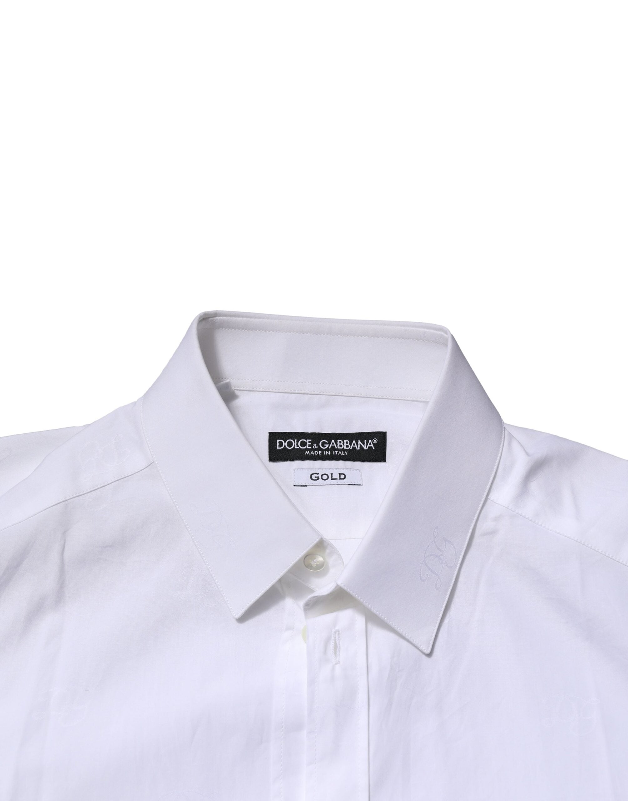 Dolce & Gabbana White GOLD Long Sleeves Dress Formal Shirt